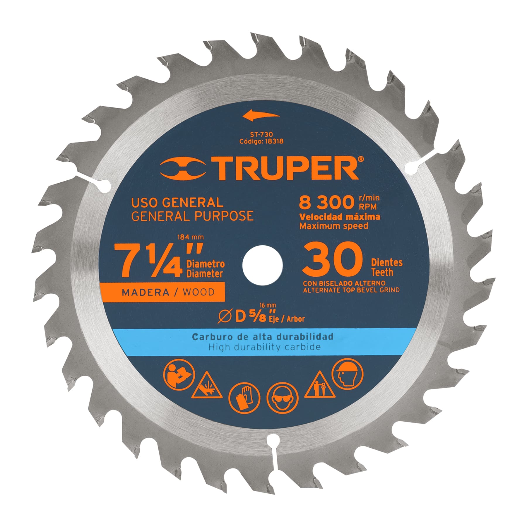SIERRA CIRCULAR MADERA 7 1/4" (30 D) TRUPER 18318 - Imagen 2