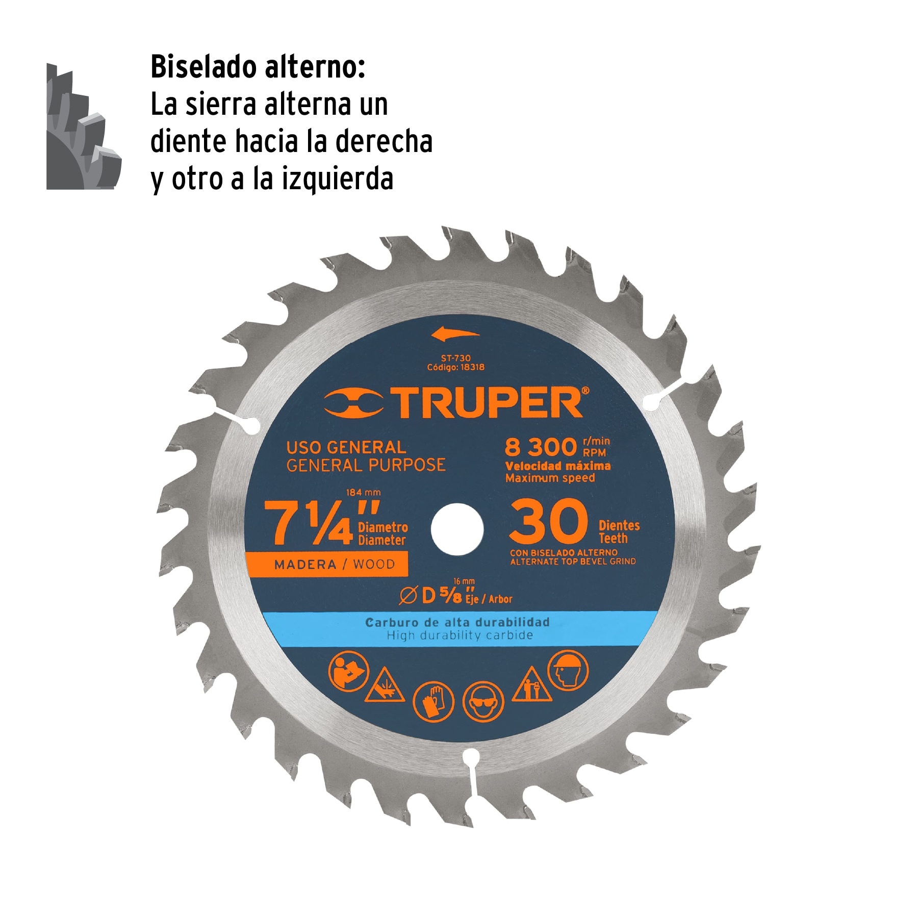 SIERRA CIRCULAR MADERA 7 1/4" (30 D) TRUPER 18318 - Imagen 3