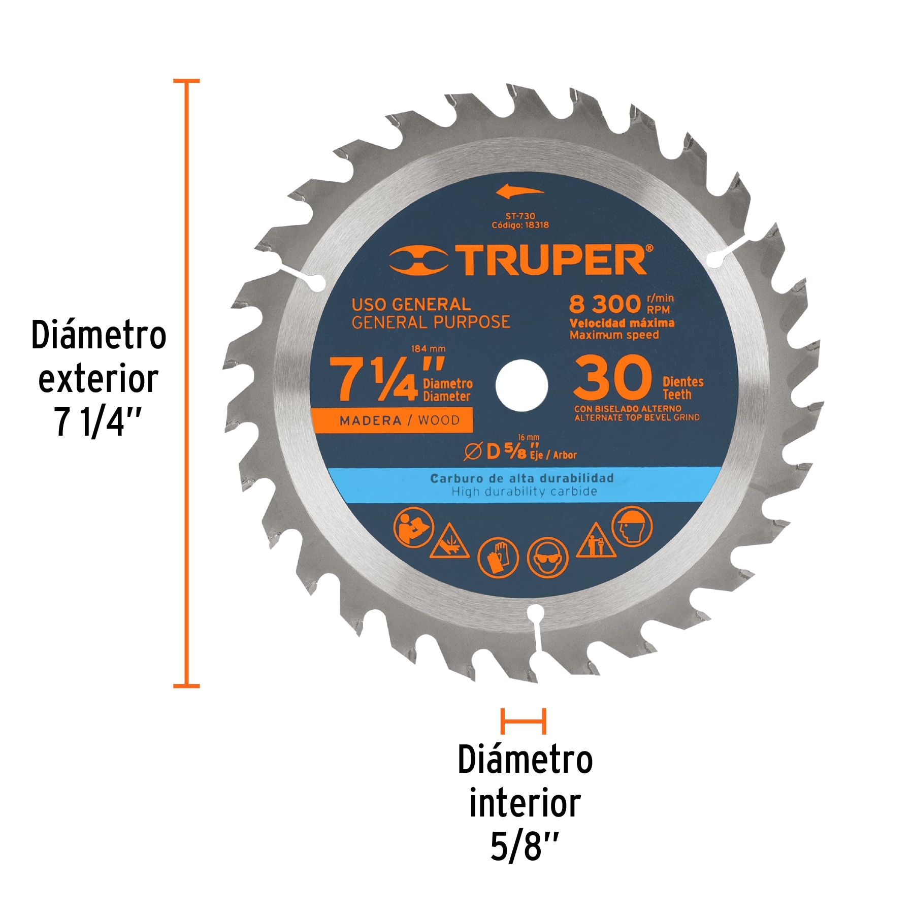 SIERRA CIRCULAR MADERA 7 1/4" (30 D) TRUPER 18318 - Imagen 4